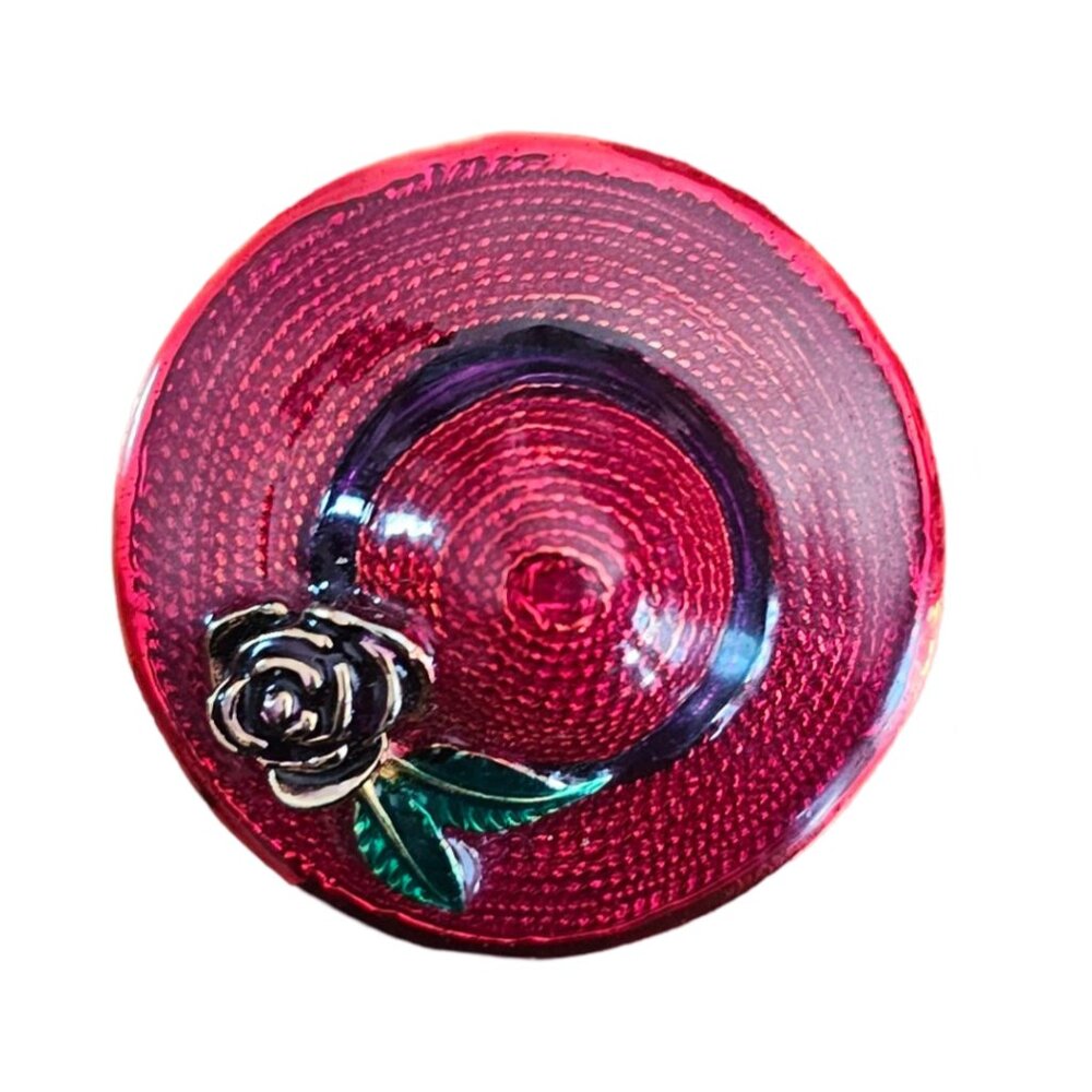 Vintage Scarlet red hat brooch pin